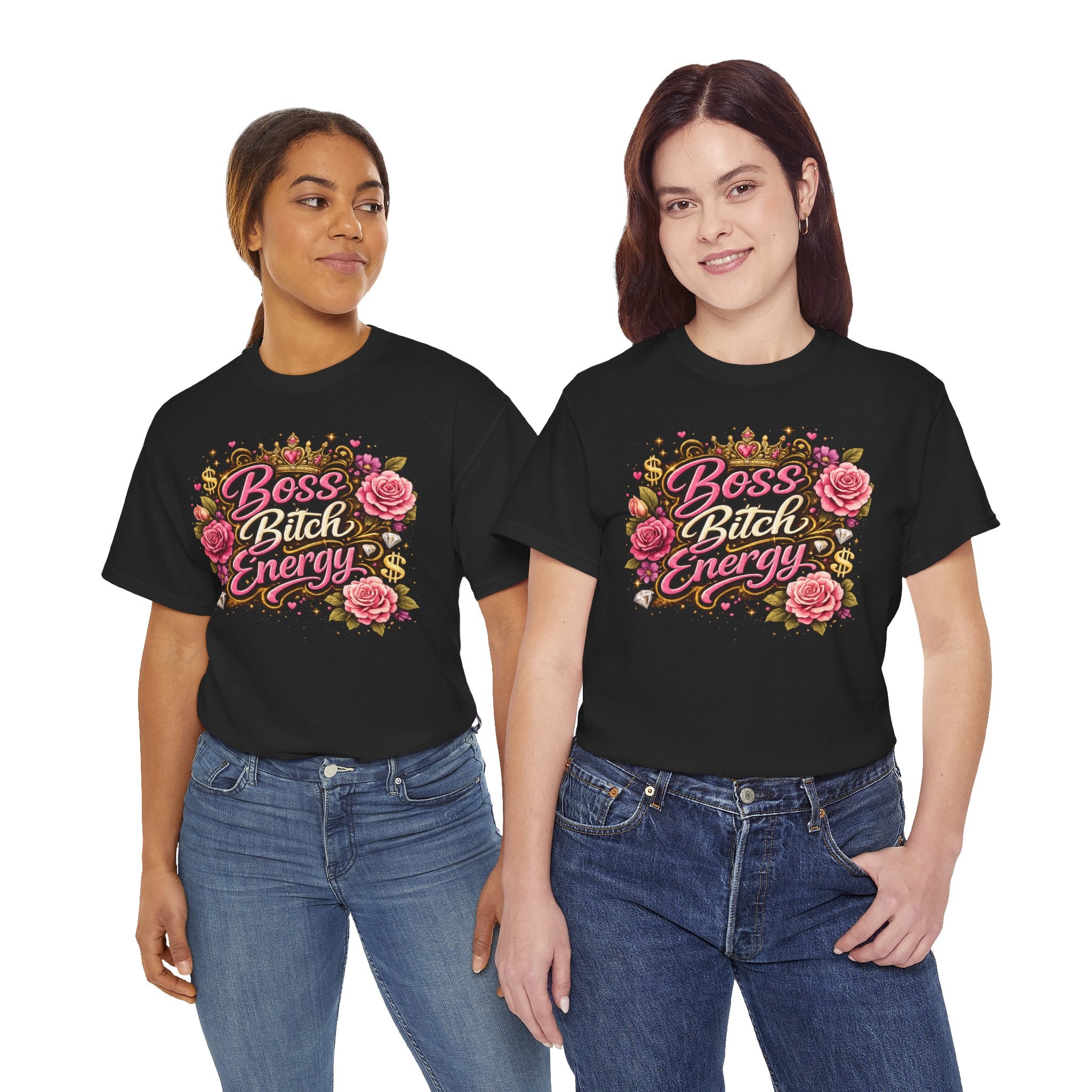Boss Bitch Energy Tee – Floral Crown Empowerment T-Shirt