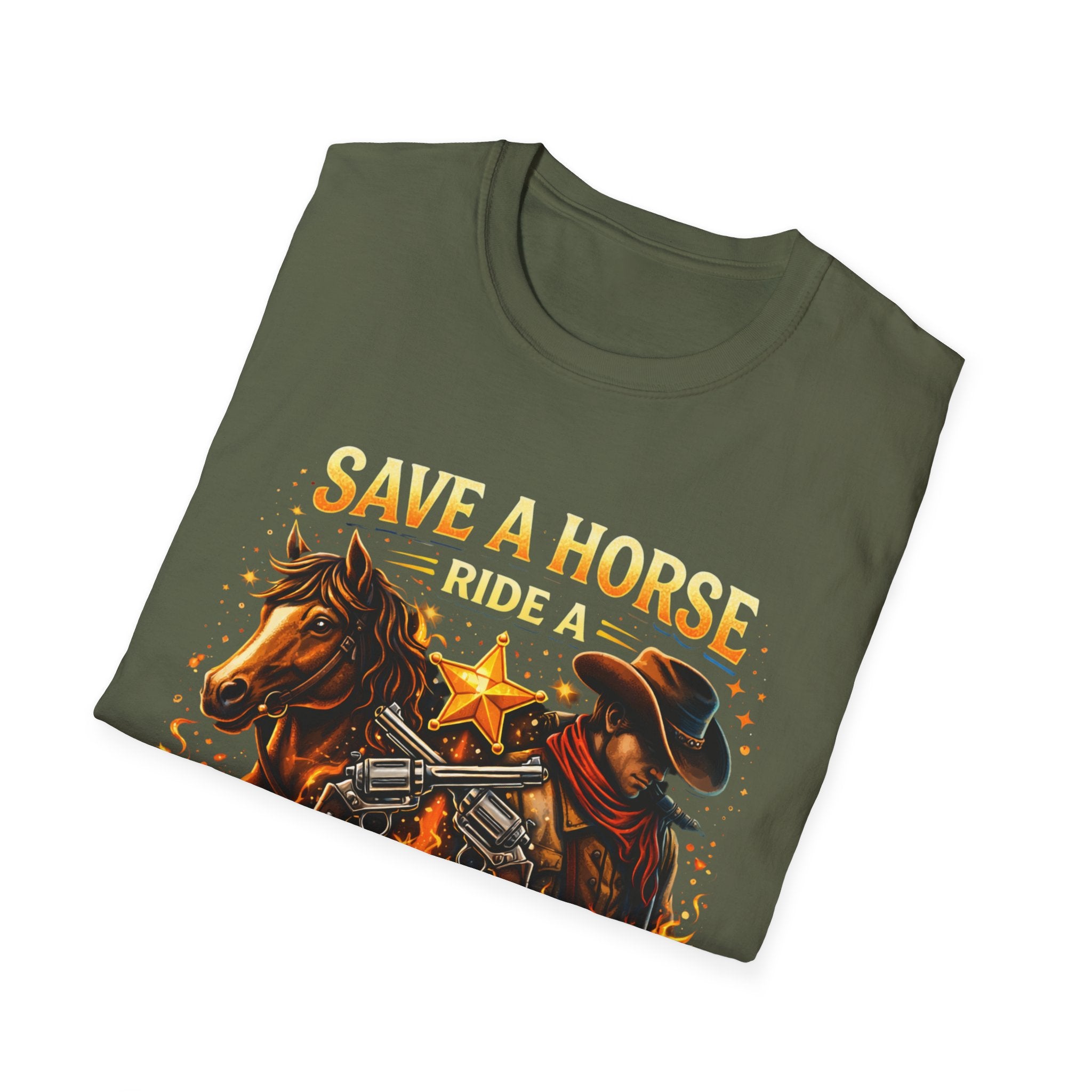 Save a Horse Ride a Cowboy T-Shirt — Western Cowboy Horse Graphic Tee