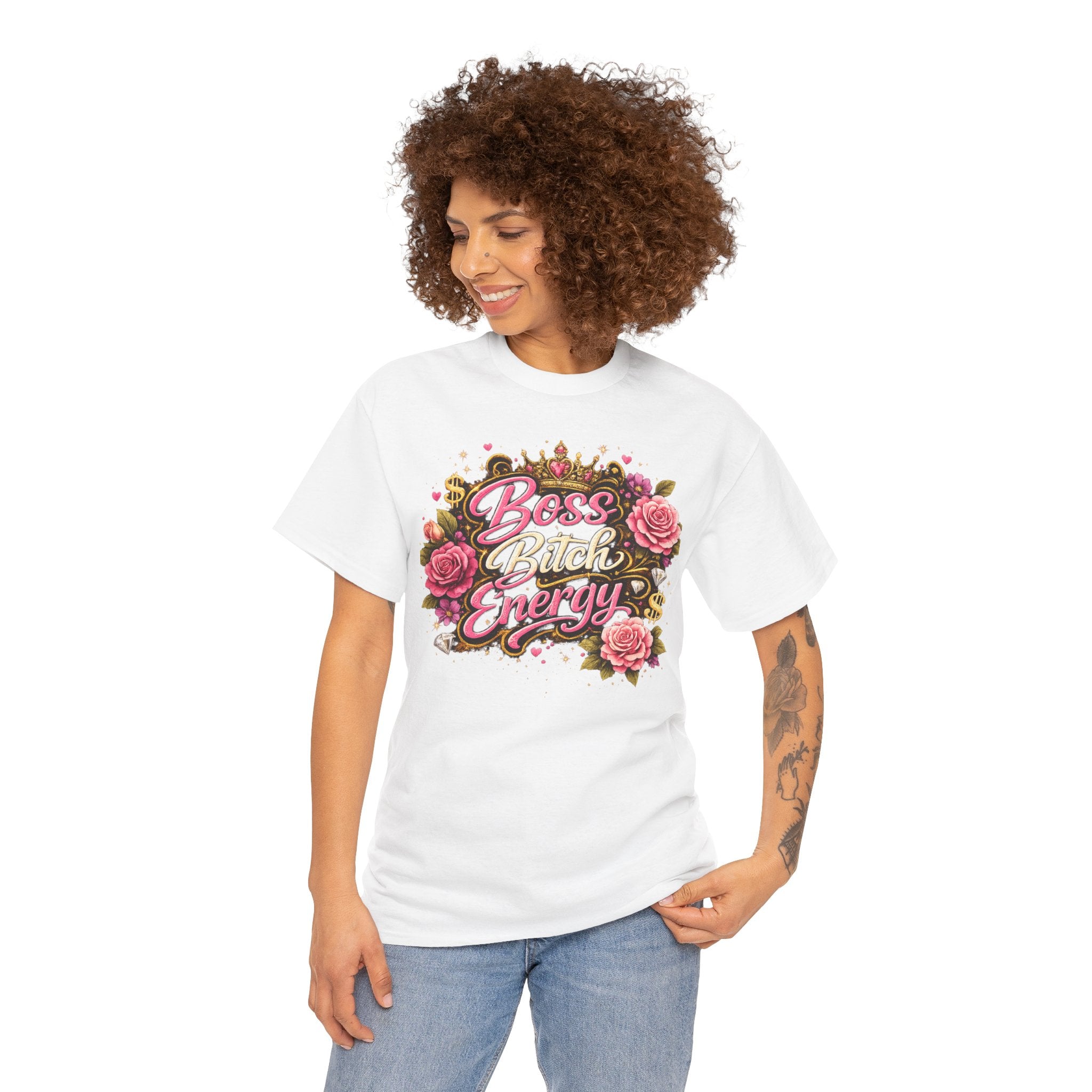 Boss Bitch Energy Tee – Floral Crown Empowerment T-Shirt