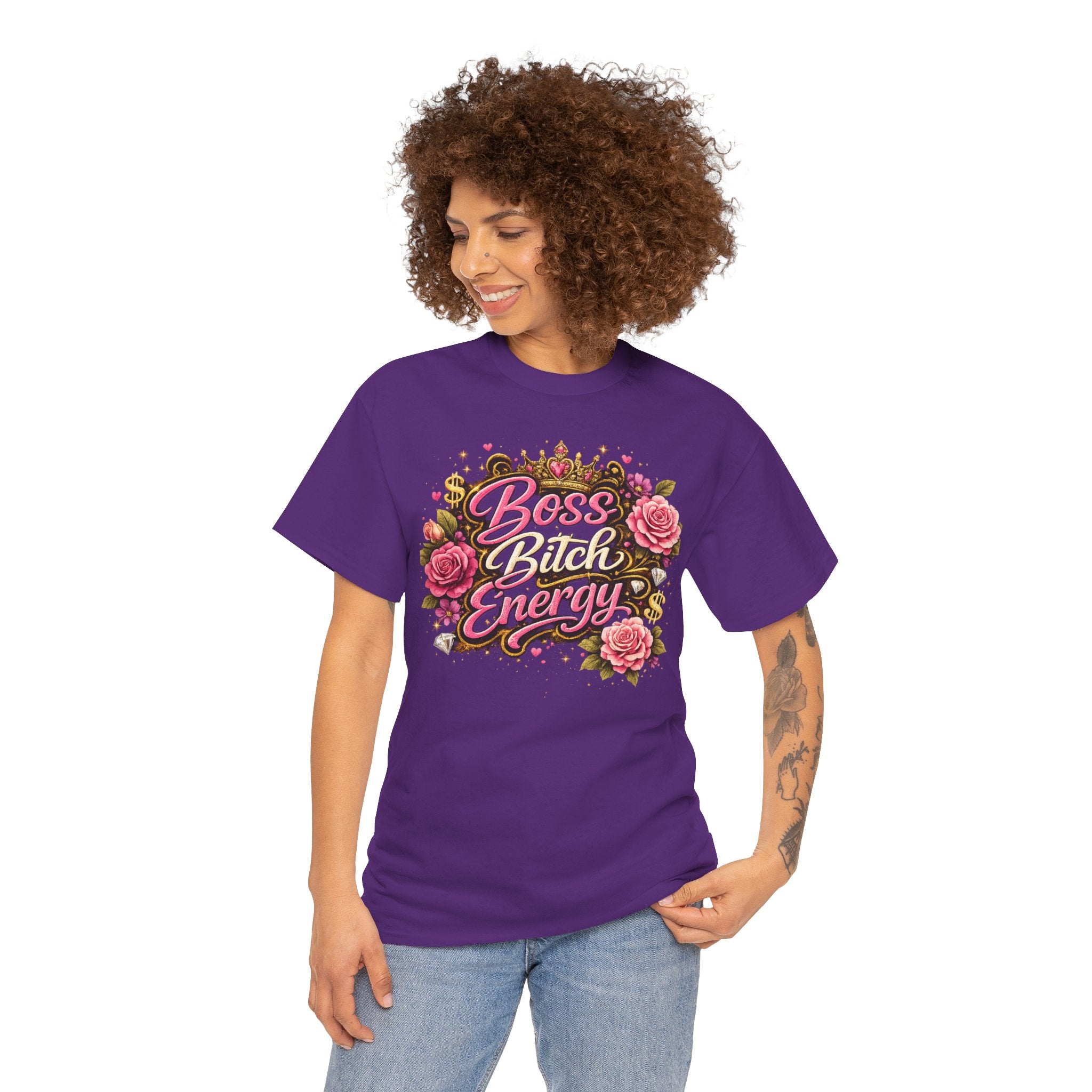 Boss Bitch Energy Tee – Floral Crown Empowerment T-Shirt