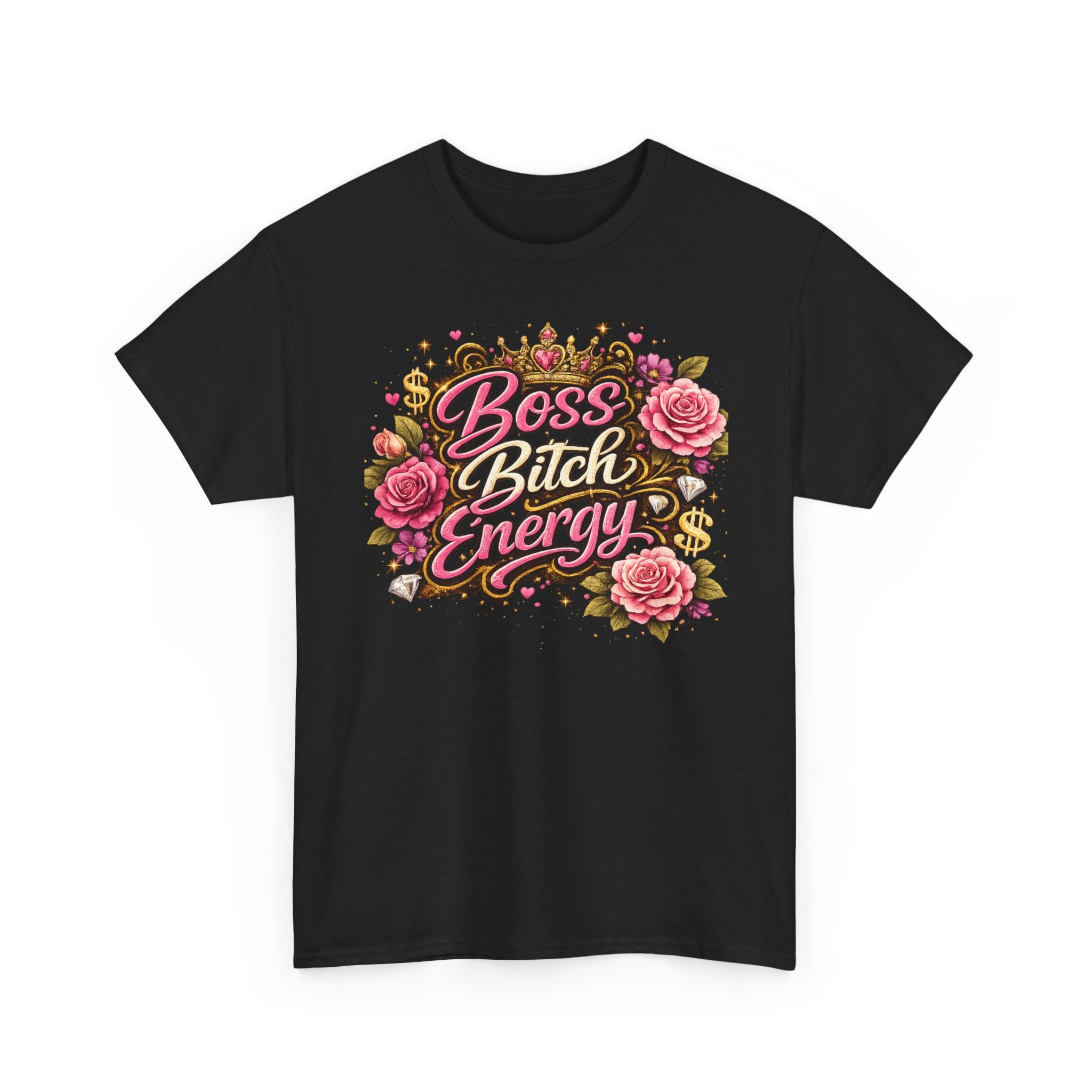 Boss Bitch Energy Tee – Floral Crown Empowerment T-Shirt